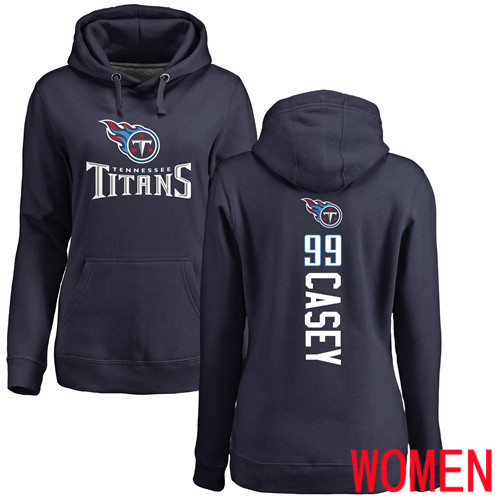 Tennessee Titans Navy Blue Women Jurrell Casey Backer NFL Football #99 Pullover Hoodie Sweatshirts->nfl t-shirts->Sports Accessory
